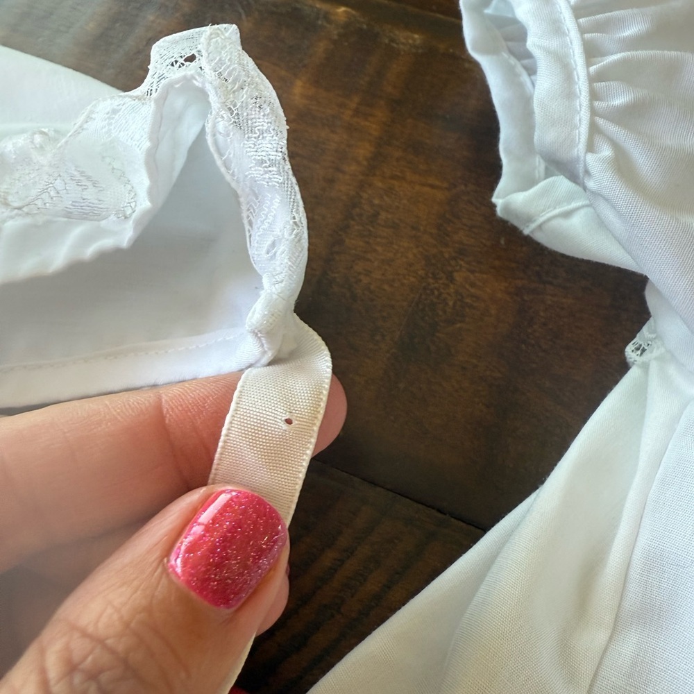 White tiered vintage baby christening baptismal gown with lace- 6mo - Picture 2 of 7